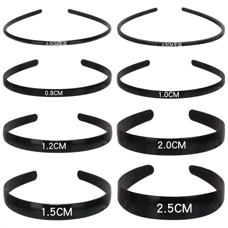 Headband (Hengmai) handmade black, multi-width 0.5–5.0 cm, ultra-light 6 g