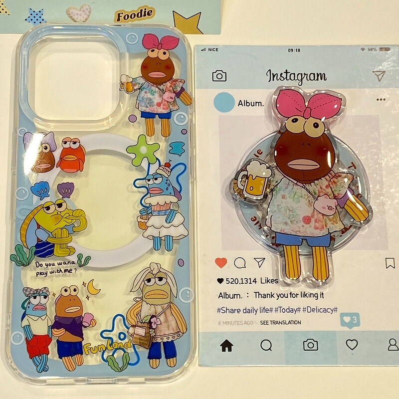 Cartoon Bicchiburg with Magnetic Suction Suitable for Apple 16Promax Mobile Phone Case Iphone17/15 Soft 13/14 Female 12