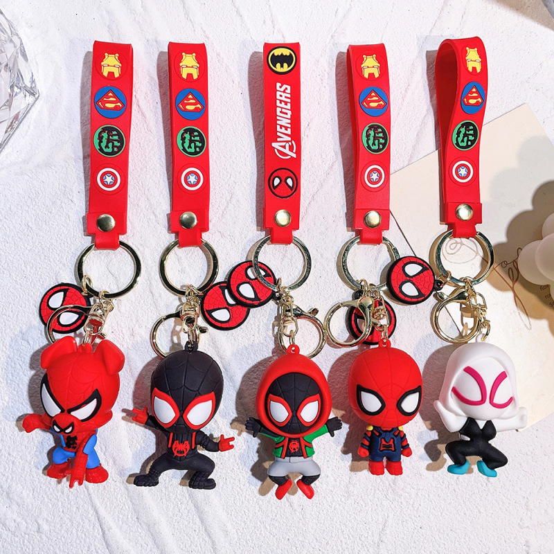 50種類の漫画マーベルスパイダーマンシリコンキーホルダーpvcペンダントバッグ車のキーペンダントギフト卸売|undefined