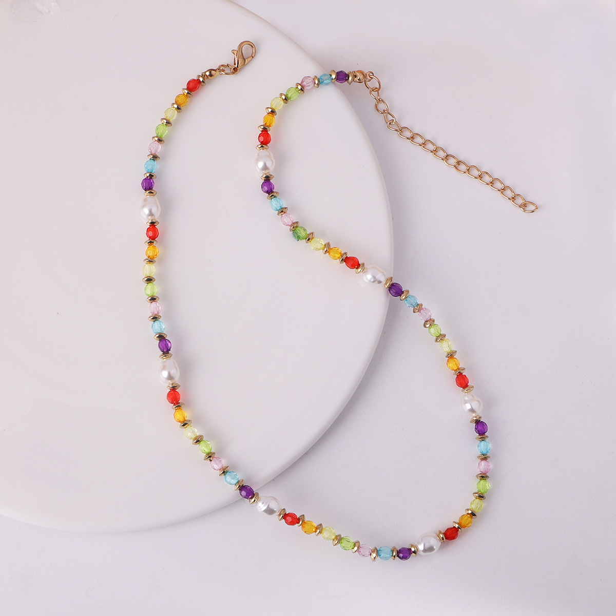 Retro Multicolor Copper Necklace Pearl Copper Necklaces