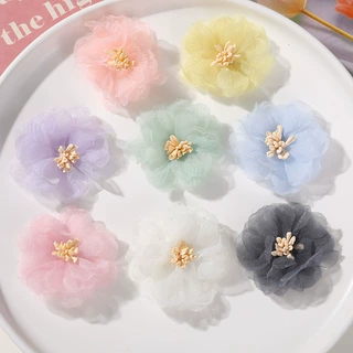 摄画 超仙公主风欧根纱花心纱花diy手工发夹头饰耳饰服饰花朵辅料