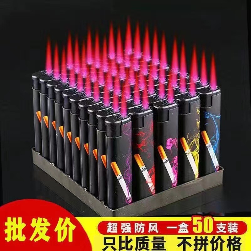 卸売り価格50本防風ライター一度の火包郵便美女防爆高品質で洗練された幸運|undefined