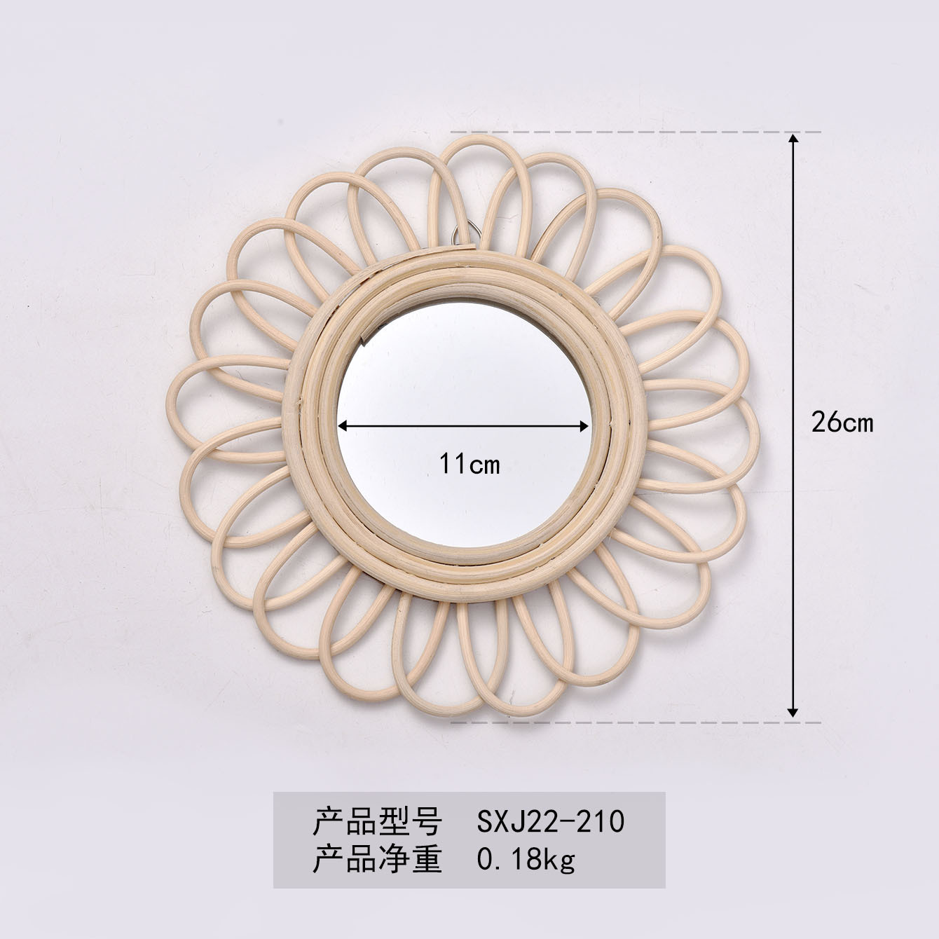Espejo de ratán nórdico cama y desayuno pared colgante vestidor espejo tejido a mano fotografía arte tiro espejo decorativo