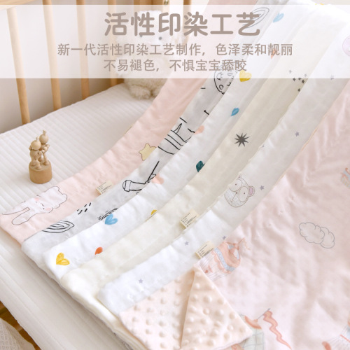 Baby blanket newborn pure cotton gauze beanie comfort blanket children summer cartoon printing type A small blanket