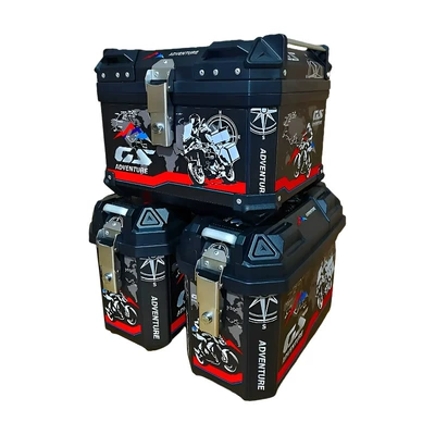 Electric car tail box — Box, Electric Vehicle Side-Mounted Scooter - three-box-model-cross-red-saddlebag-36l-47l-tail-box-mounting-bracket-tail-rack-model