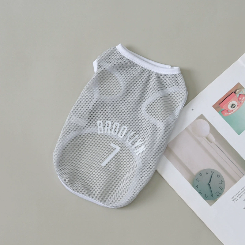 Одежда для кошек и собак, весенне-летний сетчатый жилет, тонкий дышащий мультяшный принт, бишон, золотистый ретривер, корги, средние и большие собаки