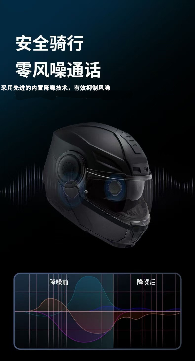 Cross-Border 2026 New Model Wireless Helmet Bluetooth Headset with Ultra-Long Battery Life, for Calls, Music, Navigation, Noise Reduction, Invisible Design, and Waterproof