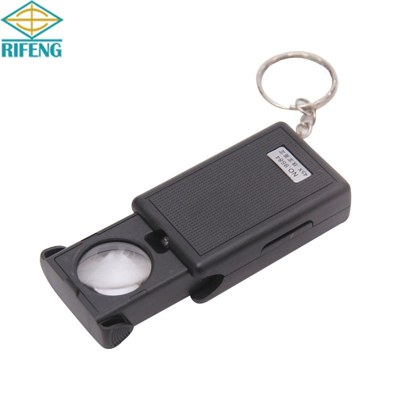 Производитель 45X HD Выдвижной светодиодный портативный брелок для идентификации ювелирных изделий увеличительное стекло 9584