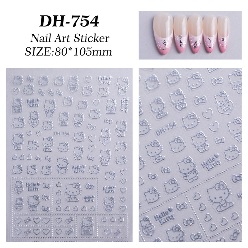 かわいい KT 猫ネイルアートステッカーフラット粘着裏地付き hellokitty ハローキティネイルデカール装飾品 DH754|undefined
