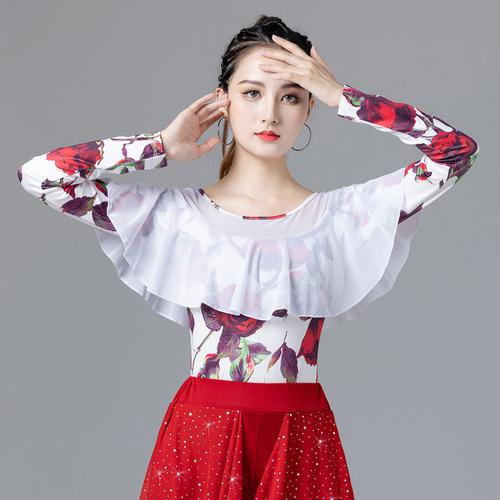 Latin dance tops for practice square dance clothing for women new  autumn and winter modern national standard waltz long sleeves