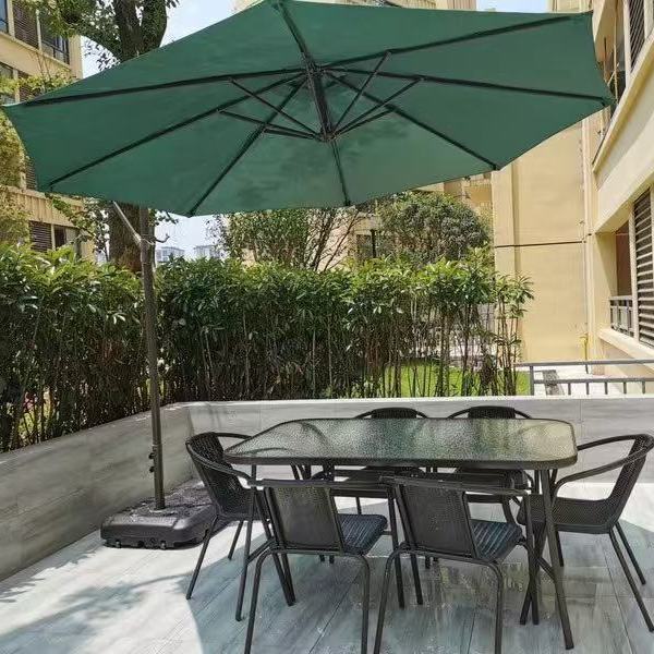 Mesa y silla al aire libre con paraguas combinación patio al aire libre jardín mesas y sillas tres piezas set casero ocio al aire libre balcón tabla plegable image 19