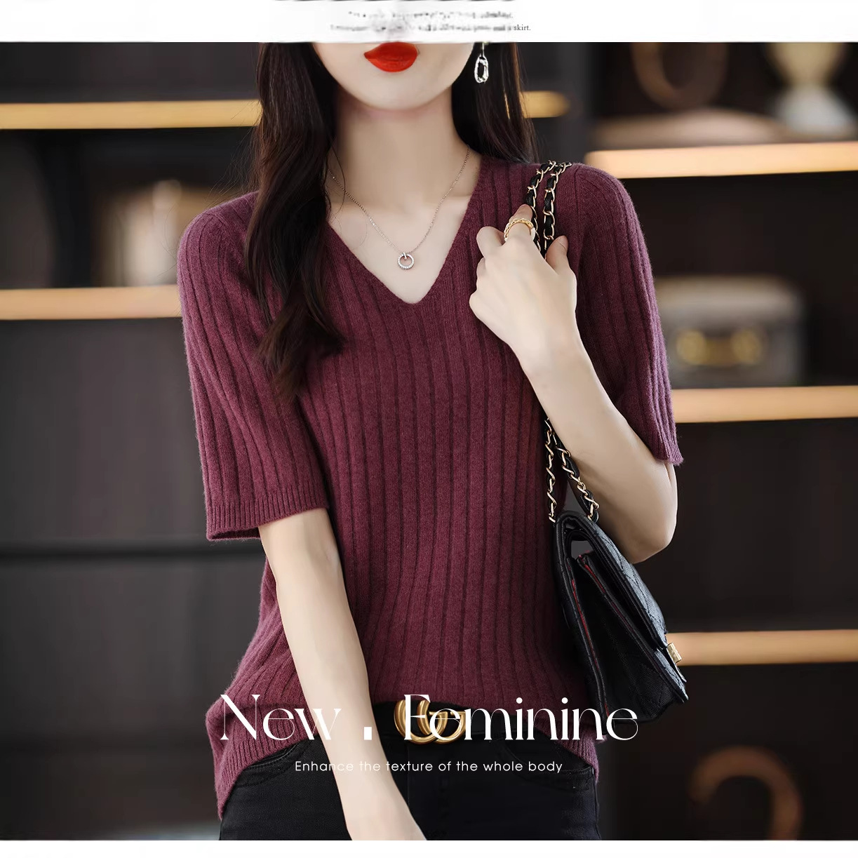 Spring knitted base sweater