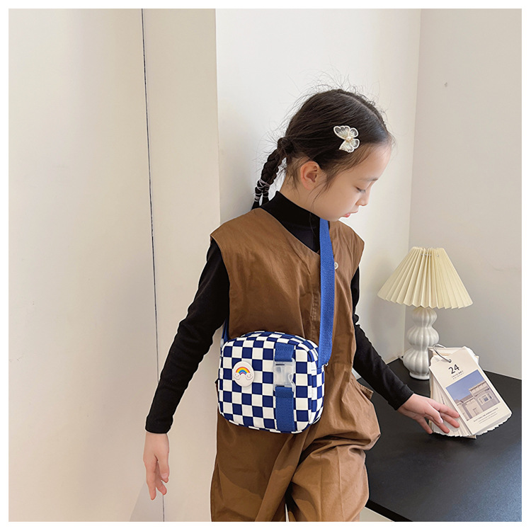 127g Weight Polyester Lining Material Zipper Closure Type Sling Strap Strap Type Shoulder Bag, Crossbody Bag Bags Type Casual Occasion Nylon Material Plaid Pattern All Seasons Season Kid'S, Women's Gender Cute Style Square Shape Kid'S Women's Nylon Plaid Cute Square Zipper Shoulder Bag Crossbody Bag 5