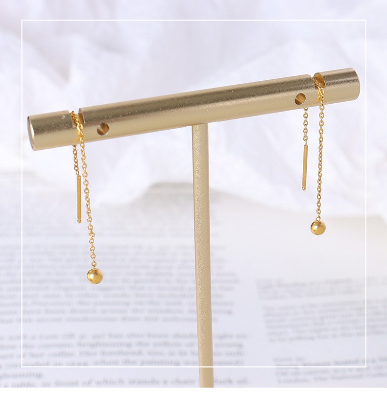 European And American Simple Mini Steel Ball Long Ear Line Titanium Steel Earrings display picture 1