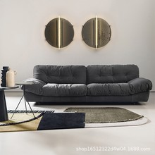 意式极简小户型客厅羽绒科技布云朵沙发三人位直排会客慵懒风沙发