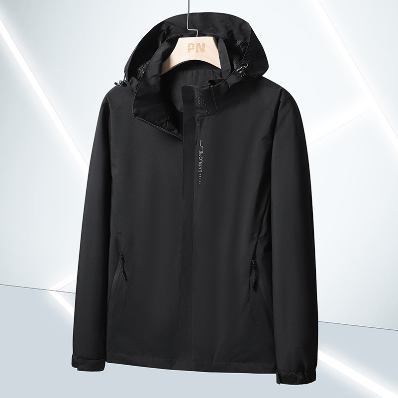 冲锋衣男士春秋季男装三合一休闲夹克防水运动百搭外套男款黑色2