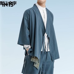 春秋新款中国风道袍七分袖汉服男上衣禅意居士服古风茶服棉麻套装
