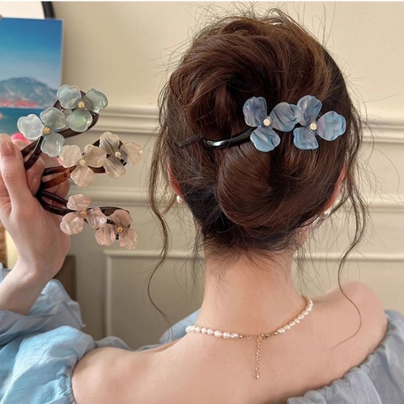 高級キラキラリボンワンラインクリップ秋冬女性後頭部フラワーヘアピンヘアピンヘアピンヘッドドレス写真撮影ミント|undefined