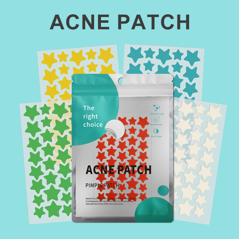 Wholesale Southeast Asian Colorful Star Hydrocolloid Acne Patches, Blue-Green Aluminum Foil Bag Essential Oil Patches, Concealer Patches, Lightweight and Invisible