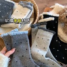 秋冬波点袜子女中筒棉袜韩版ins潮百搭花边袜保暖堆堆袜诸暨袜业