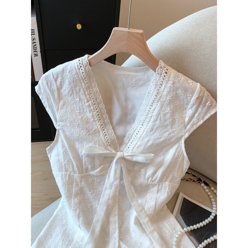 Lace white summer elegant shirt