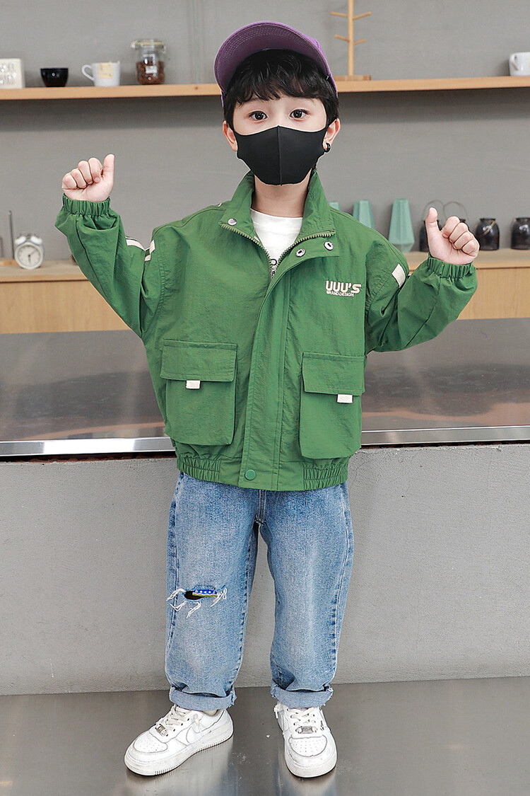 Sprint Suit 2023 Spring and Autumn New Children's Standing Neck Windbreaker Boys' Handsome Versatile_voghion.com
