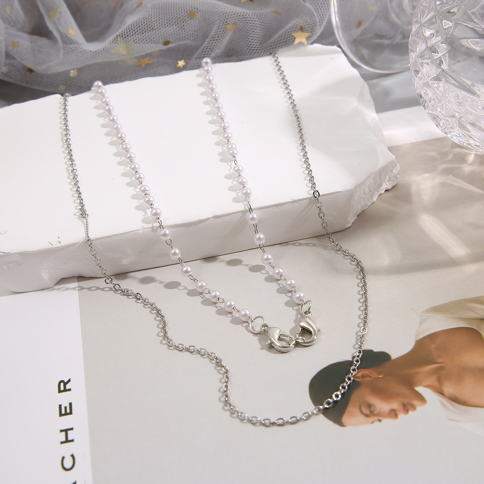 Fashion Geometric Alloy Plating Artificial Pearls Womenu0027S Necklace