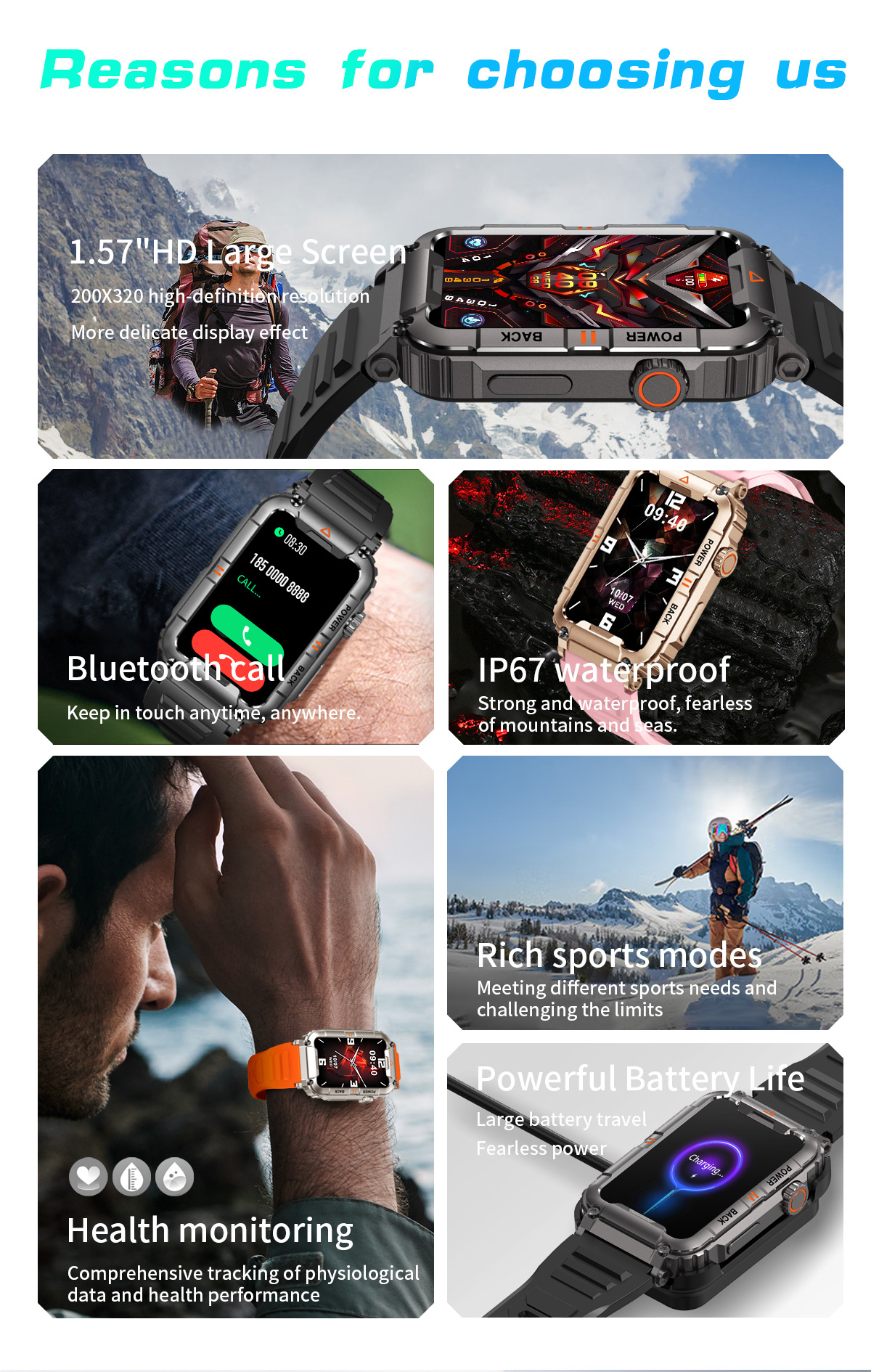 Smartwatch KR88 Herren 1,57 Zoll Armband Bluetooth Anruf Gesundheit_voghion.com