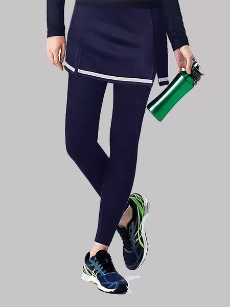 Women's sports two-piece skirt-pants, quick-dry, anti-exposure, for yoga, fitness, and running, integrated skirt and long pants