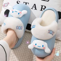冬用の漫画の甘い綿のスリッパ、厚くて暖かい、滑り止めの綿のスリッパ、女性用の屋内ホームウールスリッパ