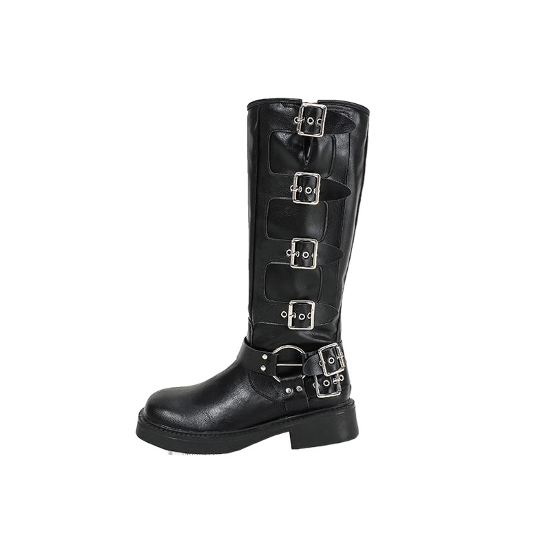 Stivali western alti fino al ginocchio da donna Brown Martin, stivali alla moda Knight, primavera ed estate_voghion.com