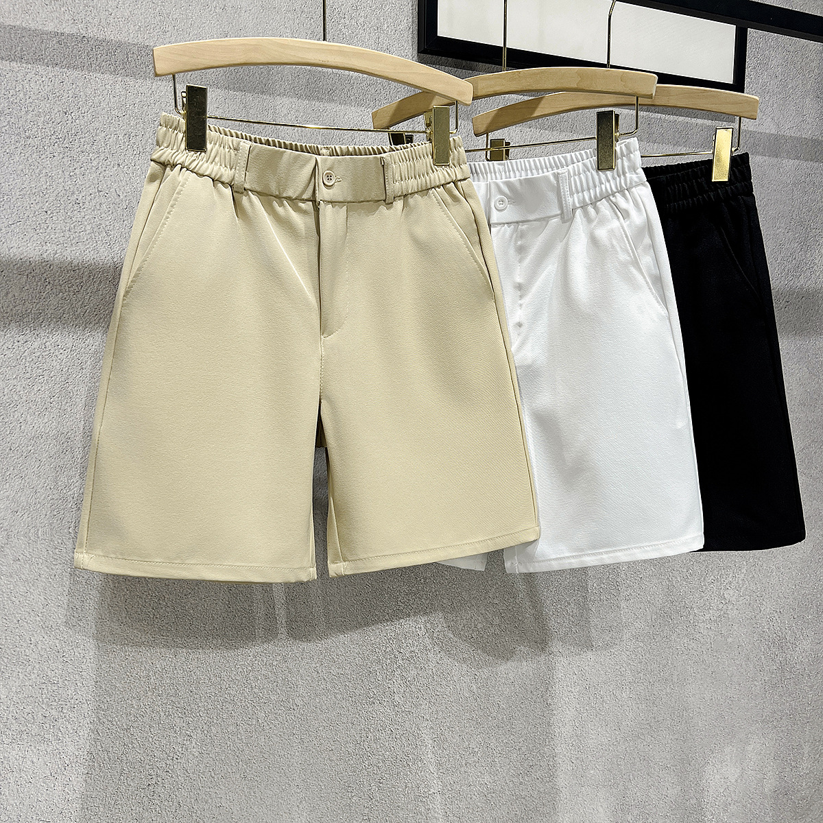 Pantalones cortos sencillos japoneses, pantalones casuales de cinco puntos de estilo ligero retro suelto y versátil