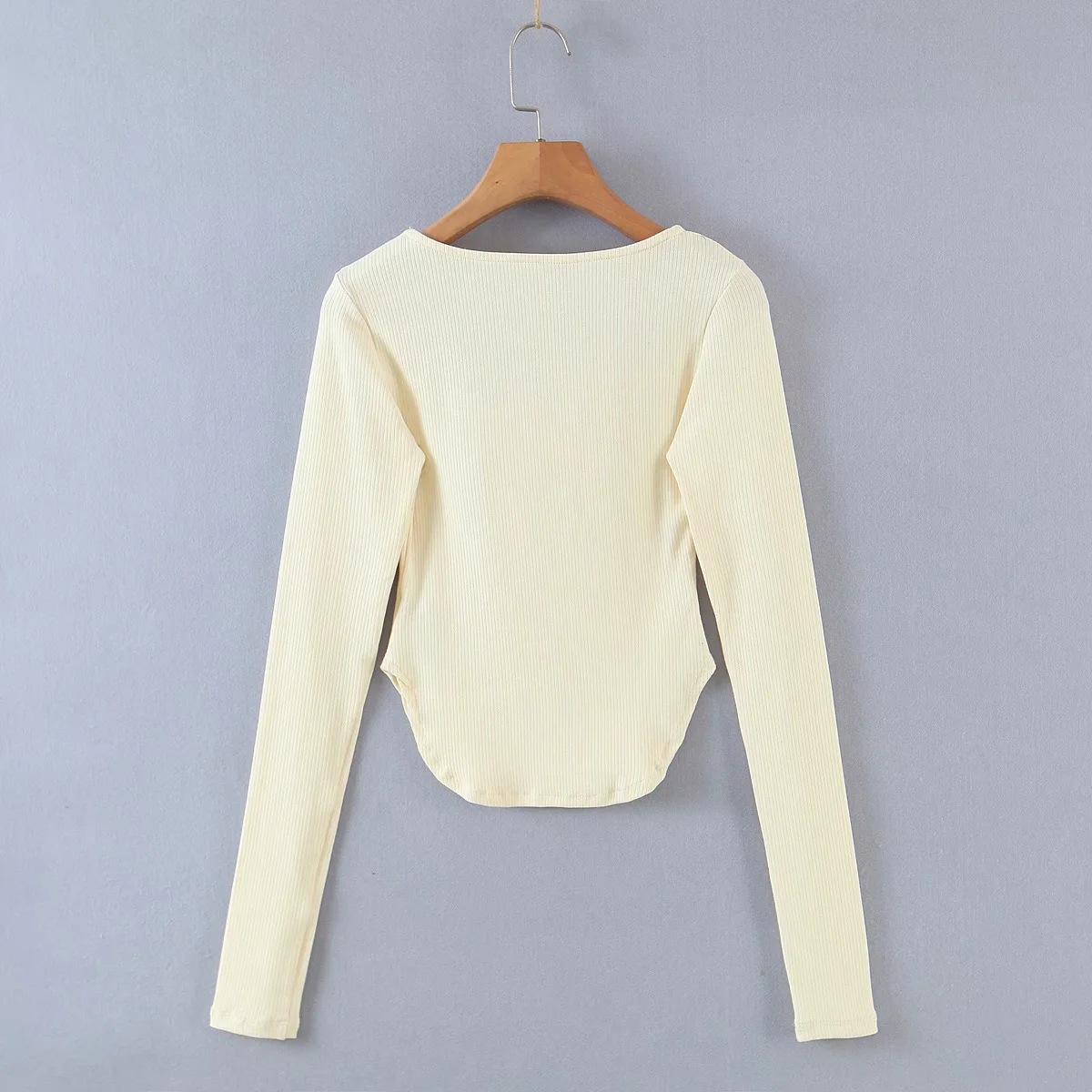 solid color irregular long-sleeved sweater NSHS31889