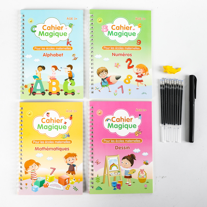 Libro de entrenamiento de control de bolígrafo de ranura para niños franceses Libro de entrenamiento de comercio electrónico transfronterizo cuaderno mágico Diversión para niños pluma dura al por mayor