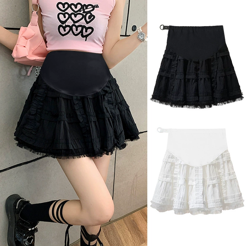 Летняя новая стильная юбка для беременных в западном стиле, сетчатая шитая юбка для беременных, юбка-пуф для беременных, скрывающая бедра, юбка-трапеция