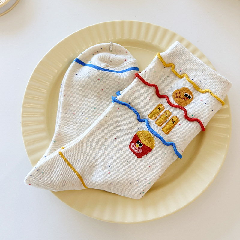 Calcetines de papas fritas extrañas, calcetines de algodón anti-bolas con zapatos de primavera y otoño al por mayor.