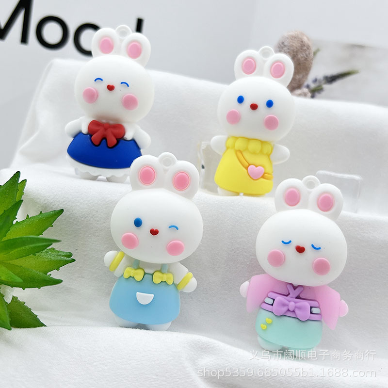 Cute Little Rabbit Key Chain Doll Pendant Dropping Glue Miffy Rabbit Key Chain Doll Pendant Car Bag Accessories