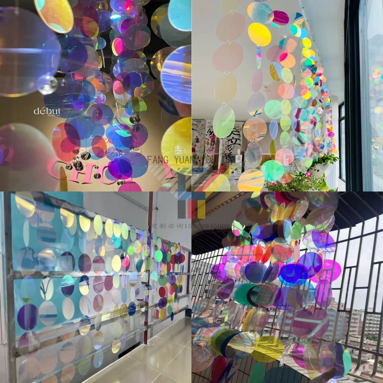 Pvc laser colorful sheet phantom round sheet kindergarten pendant…