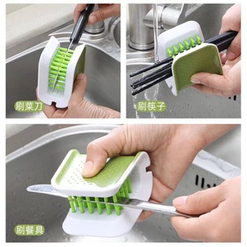 U-shaped Washing Sponges Kitchen Utensils Knife Spatula Special Double-Sided Cleaning Brush Creative Fork Chopsticks Cleaner