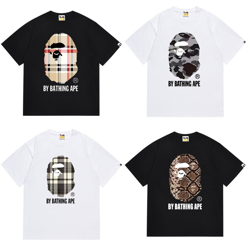 Cross-border foreign trade wholesale trendy brand BAPE ape head heavy cotton short-sleeve unisex loose casual T-shirt Cross-border foreign trade wholesale trendy brand BAPE ape head heavy cotton short-sleeve unisex loose casual T-shirt
