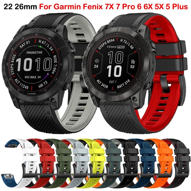For Jiamin Fenix 7X 7Pro 6Epix Twill Two-Tone Silicone Strap 945 Epix Gen2 Wristband