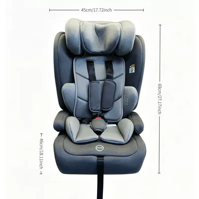 Cross-Border Child Car Safety Seat for Ages 0-12, Can Sit and Recline, Isofix Interface, Multifunctional Booster Cushion, Customizable (Car child safety seat) - suitable-for-children-aged-76-150cm-3c-and-i-size-certified-across-all-stages-plus-ece-r12904-and-eu-e8-safety-standards-black-and-gray-security-belt-fixation-latch-interface-foldable-adjustable-headrest-five-point-security-belt