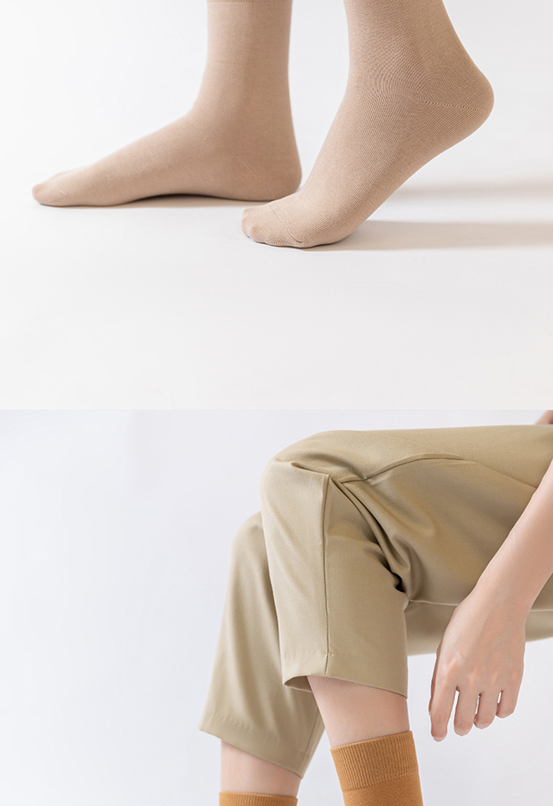 New pure cotton mid-length socks for women, sweat-absorbing, breathable and warm in autumn and winter, solid color pile socks for women, trendy socks wholesale pic 32