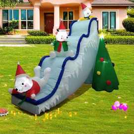 跨境专供圣诞节充气北极熊滑滑梯气模LED发光户外庭院装饰道具