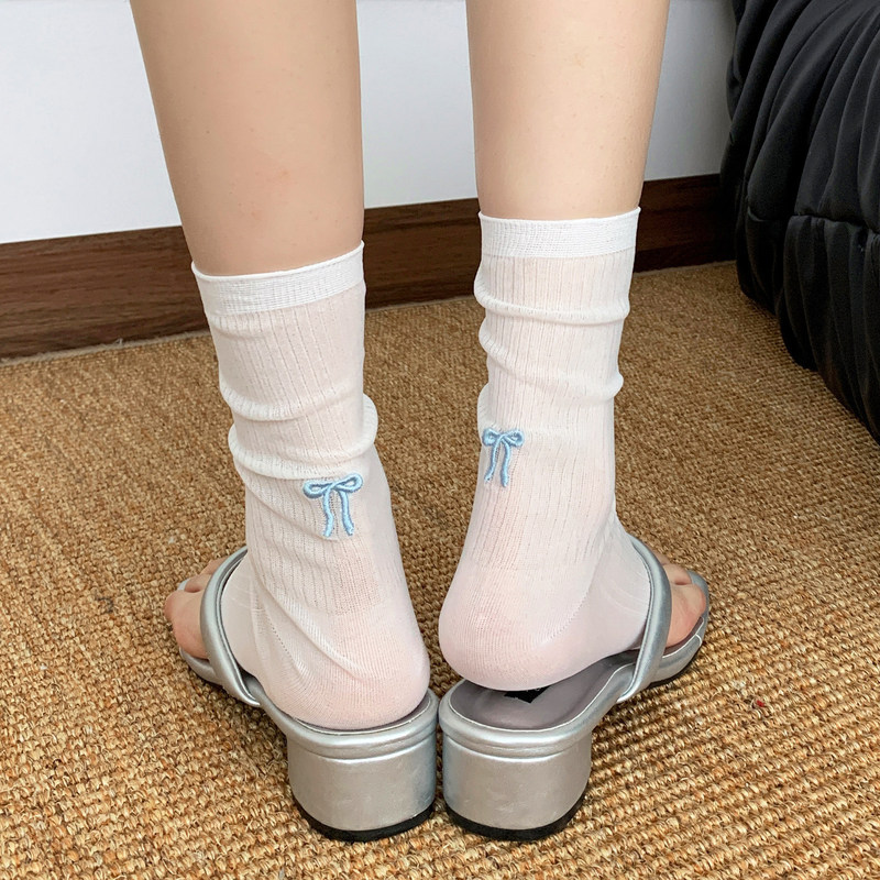 Ballet-Style Back-Heel Bowknot Japanese-Style Translucent Footless Socks Miu-Style Breathable Leg Warmers Summer Thin Style Slouch Socks Ballet-Style Back-Heel Bowknot Japanese-Style Translucent Footless Socks Miu-Style Breathable Leg Warmers Summer Thin Style Slouch Socks