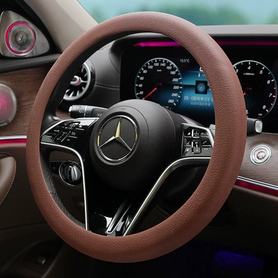 D-shaped Round Handpiece Cover Wear-resistant – Steering wheel cover - thickened-130g-pure-silicone-roundd-shaped-universal-brown-36cm-42cm