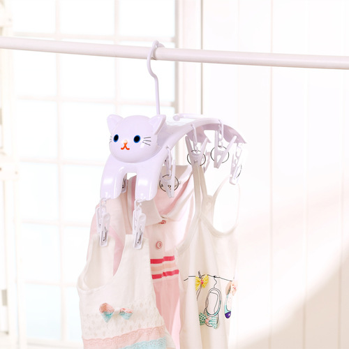 Clothes rack wholesale cat multi-head hanging clothes drying rack household cartoon multi-functional windproof underwear drying rack