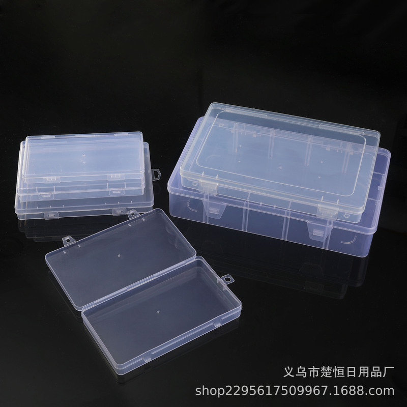 Transparent Rectangular Sample Card Plastic Box Flat Stationery Packaging Box Desktop Parts Hardware Fishing Tackle Storage Box