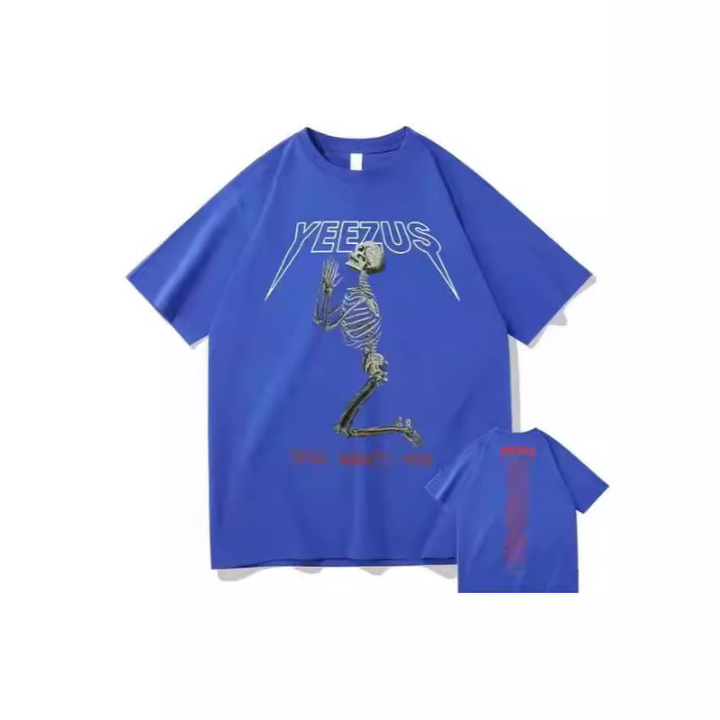 101 New God Wants You Kanye West Skull T-Shirt Men's and Women's Double-sided Printed Street Hee
