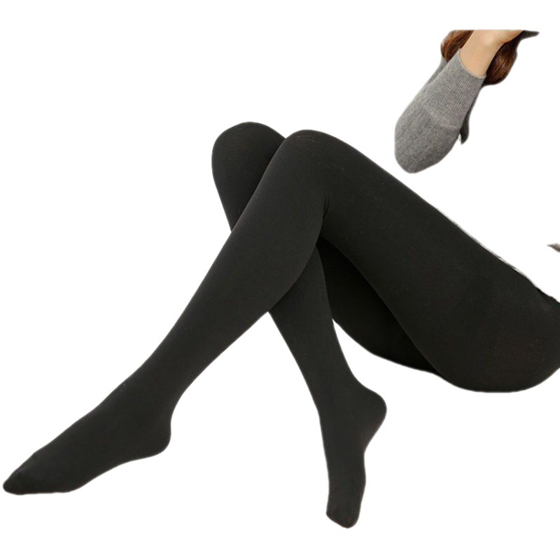 Spring Autumn and Winter Plus Velvet Pantyhose Nine-point Leggings Pantyhose Mid-thickness chubby girl High-waist Women's Inner and Outer Wear plus size Autumn Pants
